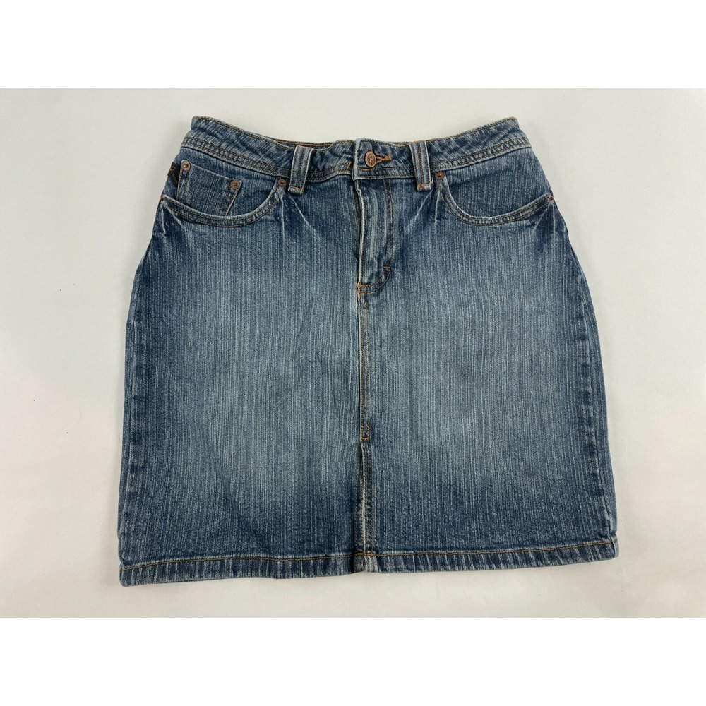Riders Skirt Women's Size 5/6 M, Jean Denim Pencil Cut Front Slit Above The Knee